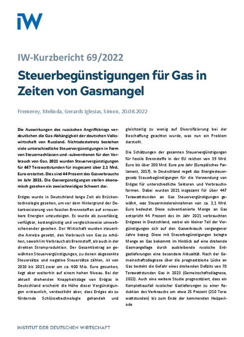Steuerbegünstigungen für Gas in Zeiten von Gasmangel