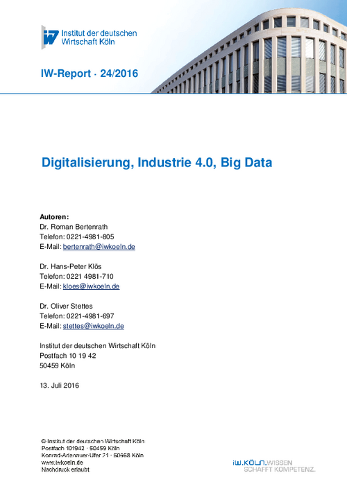 Digitalisierung, Industrie 4.0, Big Data