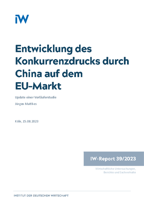 Development of the Competitive pressure from China on the EU market
