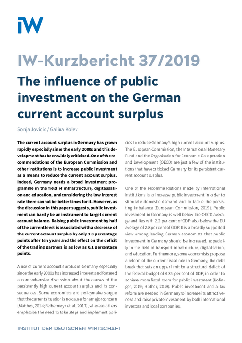 The influence of public investment on the German current account surplus