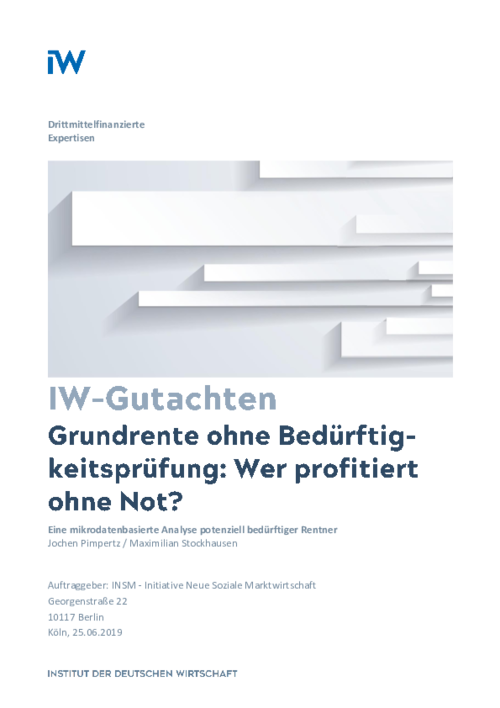 Wer profitiert ohne Not? – Eine mikrodatenbasierte Analyse potenziell bedürftiger Rentner