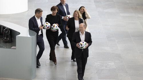 Scholz At "100 Days to UEFA EURO 2024" UEFA European Football Championship