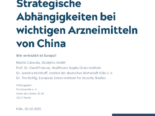 Strategische Abhängigkeiten bei wichtigen Arzneimitteln von China