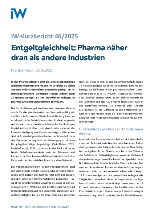 Pharma näher dran als andere Industrien
