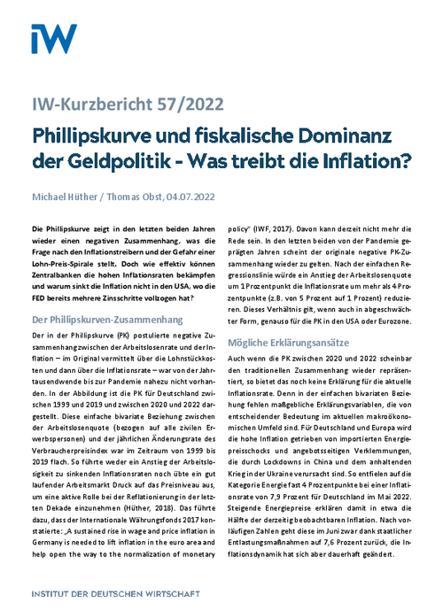 Phillipskurve und fiskalische Dominanz der Geldpolitik – Was treibt die Inflation?