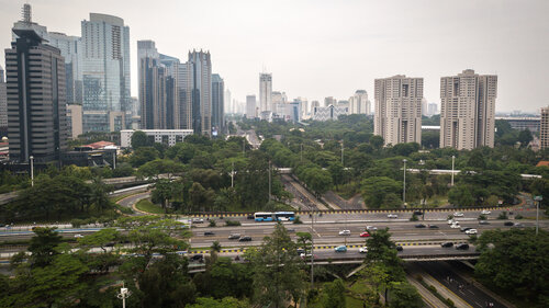 Drone aerial photograph of downtown of Jakarta, capital city of Indonesia Drone aerial photograph of downtown of Jakarta, capital city of Indonesia