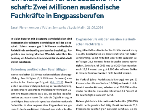 Zwei Millionen ausländische Fachkräfte in Engpassberufen