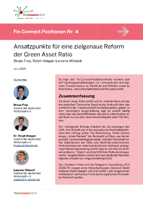 Fin.Connect.NRW.Positionen Nr. 4: Ansatzpunkte für eine zielgenaue Reform der Green Asset Ratio