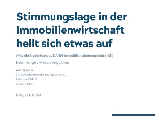Stimmungslage in der Immobilienwirtschaft hellt sich etwas auf Stimmungslage in der Immobilienwirtschaft hellt sich etwas auf