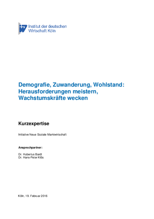 Demografie, Zuwanderung, Wohlstand