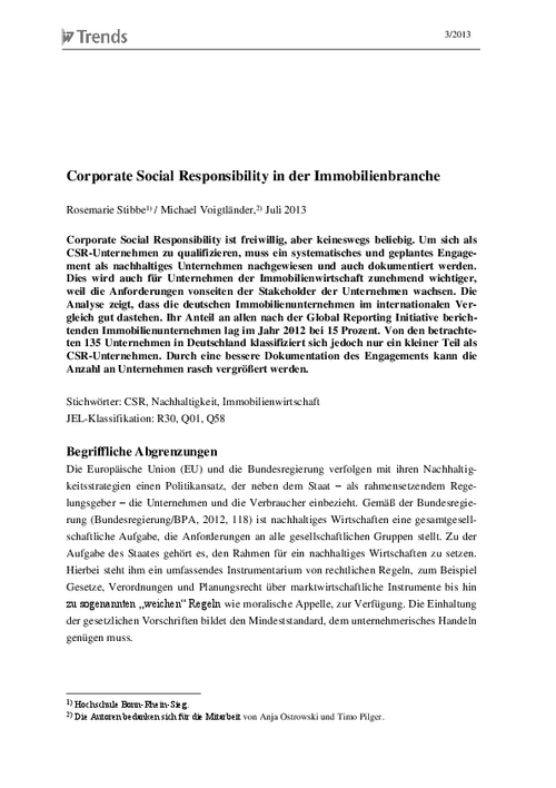 Corporate Social Responsibility in der Immobilienbranche