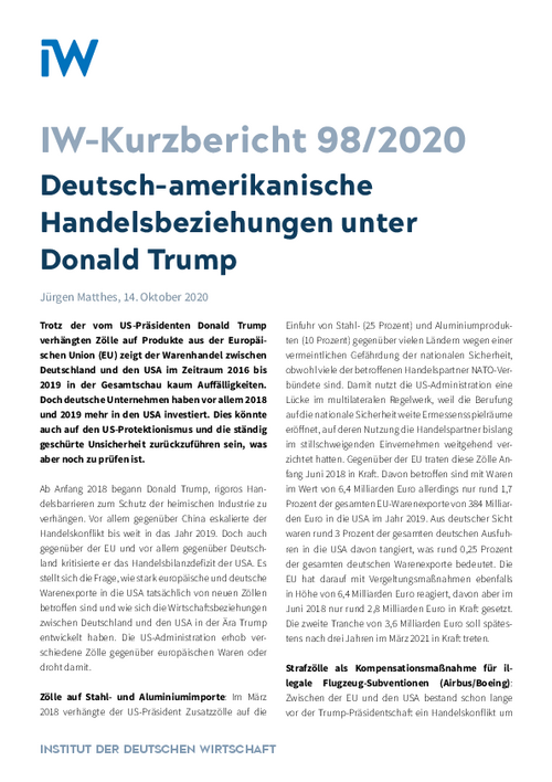 Deutsch-amerikanische Handelsbeziehungen unter Donald Trump