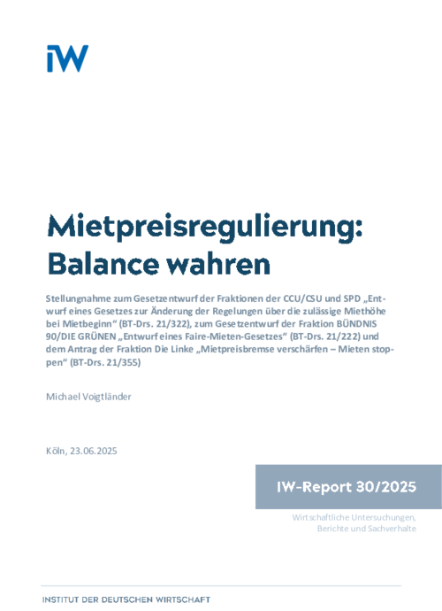 Mietpreisregulierung: Balance wahren