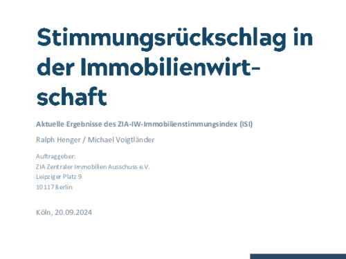 Stimmungsrückschlag in der Immobilienwirtschaft Stimmungsrückschlag in der Immobilienwirtschaft