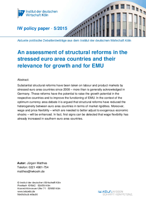An assessment of structural reforms in the stressed euro area countries and their relevance for growth and for EMU