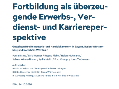 Fortbildung als überzeugende Erwerbs -, Verdienst - und Karriereperspektive Fortbildung als überzeugende Erwerbs -, Verdienst - und Karriereperspektive