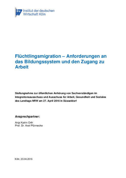 Anforderungen an das Bildungssystem und den Zugang zu Arbeit