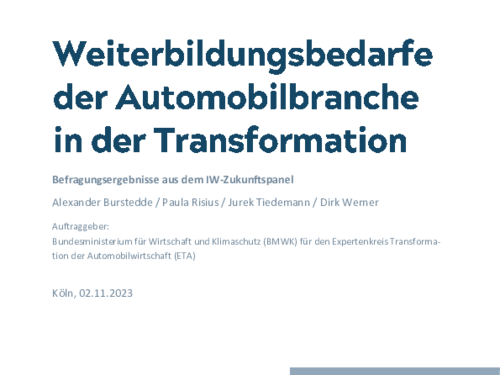Further training needs of the automotive industry in transformation