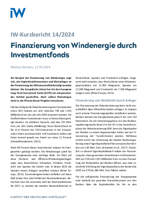 Finanzierung von Windenergie durch Investmentfonds