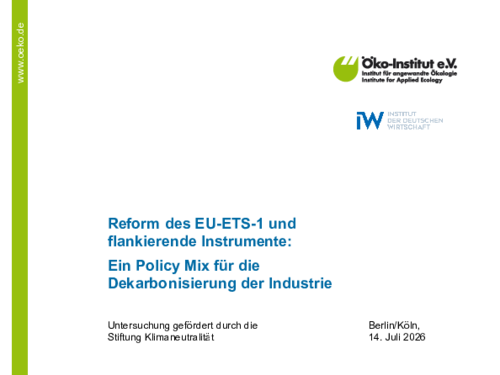 Reform des EU-ETS-1 und flankierende Instrumente: Ein Policy Mix für die Dekarbonisierung der Industrie