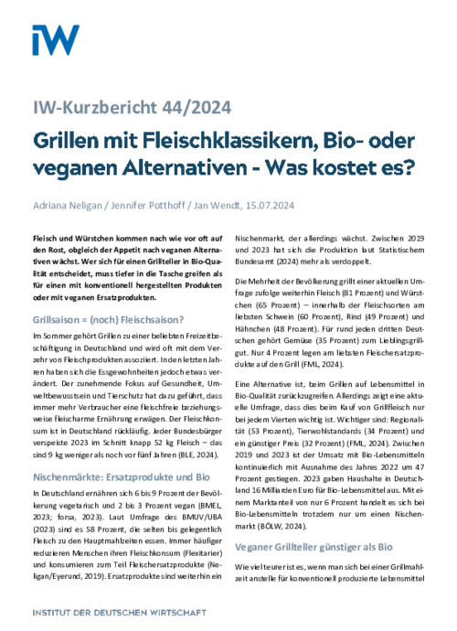 Grillen mit Fleischklassikern, Bio- oder veganen Alternativen - Was kostet es?
