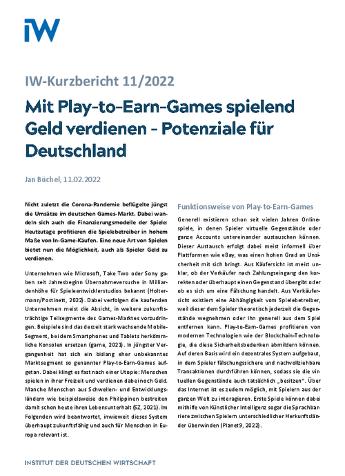 Mit Play-to-Earn-Games spielend Geld verdienen – Potenziale für Deutschland