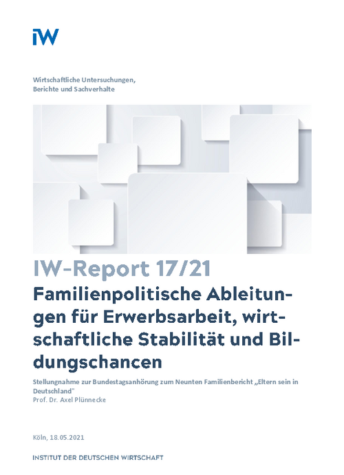 Familienpolitische Ableitungen für Erwerbsarbeit, wirtschaftliche Stabilität und Bildungschancen