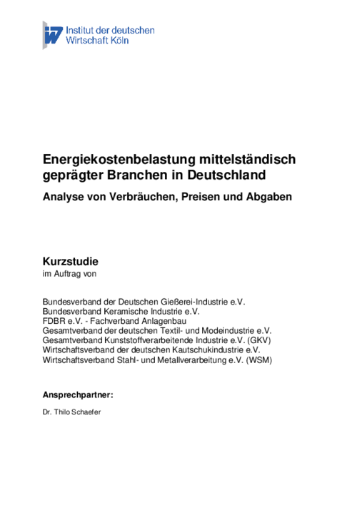 Analyse von Verbräuchen, Preisen und Abgaben