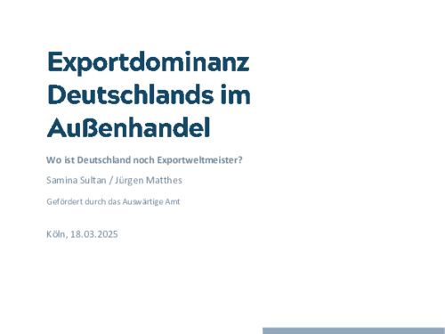 Wo ist Deutschland noch Exportweltmeister? Wo ist Deutschland noch Exportweltmeister?