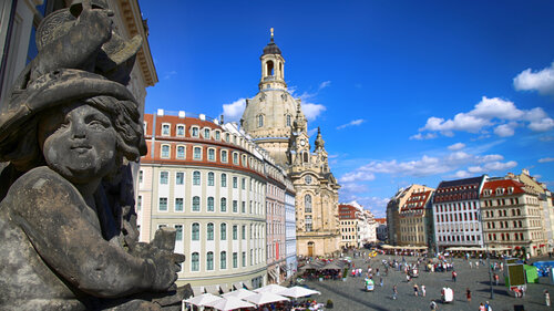 Neumarkt Square at Frauenkirche (Our Lady church) in the center of Old town in Dresden, Germany Neumarkt Square at Frauenkirche (Our Lady church) in the center of Old town in Dresden, Germany