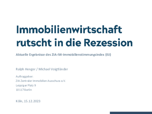 Immobilienwirtschaft rutscht in die Rezession Immobilienwirtschaft rutscht in die Rezession
