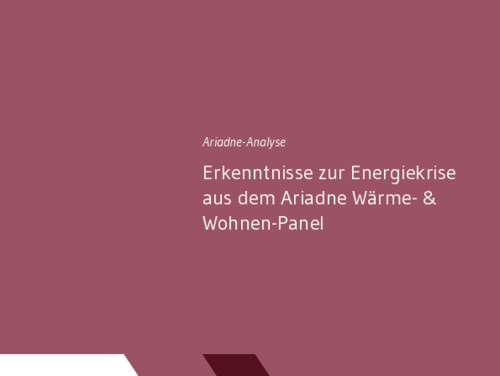Erkenntnisse zur Energiekrise aus dem Ariadne Wärme- & Wohnen-Panel Erkenntnisse zur Energiekrise aus dem Ariadne Wärme- & Wohnen-Panel