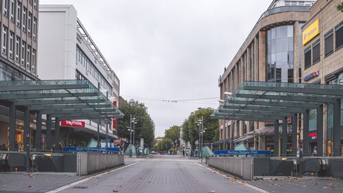 Leergefegte Innenstadt Bochum
