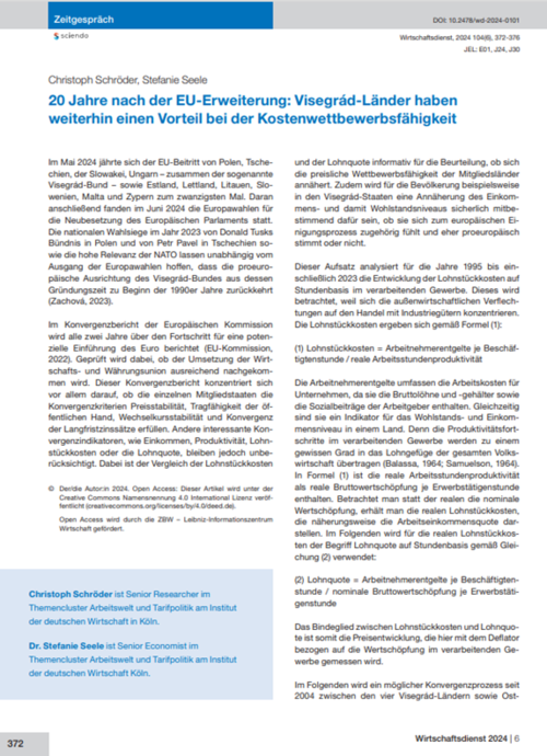 Visegrád-Länder haben weiterhin einen Vorteil bei der Kostenwettbewerbsfähigkeit