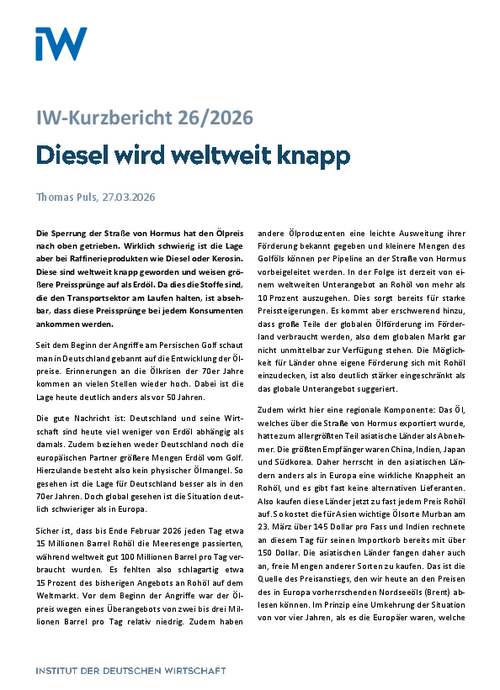 Diesel wird weltweit knapp