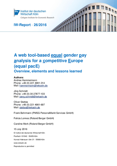 A web tool-based equal gender pay analysis for a competitive Europe