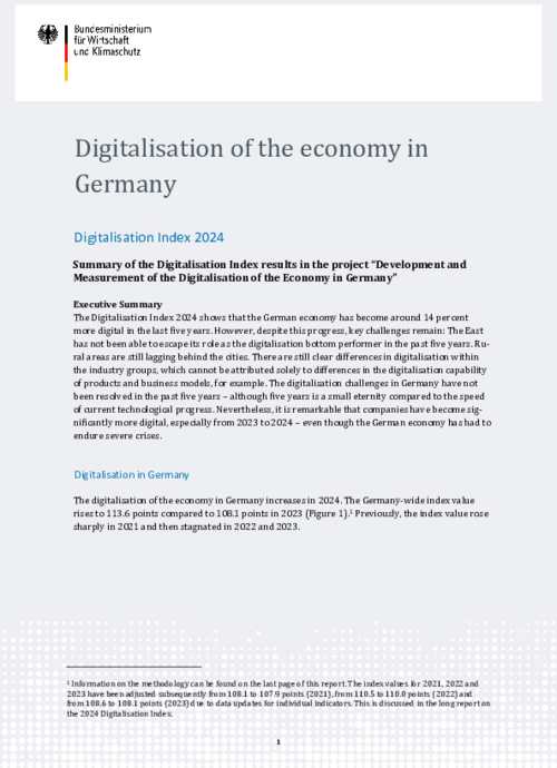 Digitalisation of the economy in Germany