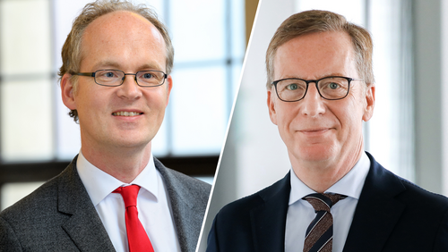 IMK-Chefökonom Sebastian Dullien (links) und IW-Direktor Michael Hüther (rechts)