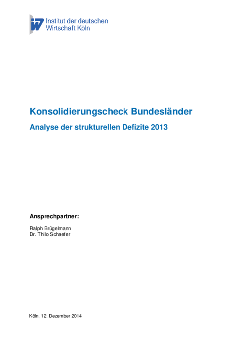 Konsolidierungscheck Bundesländer