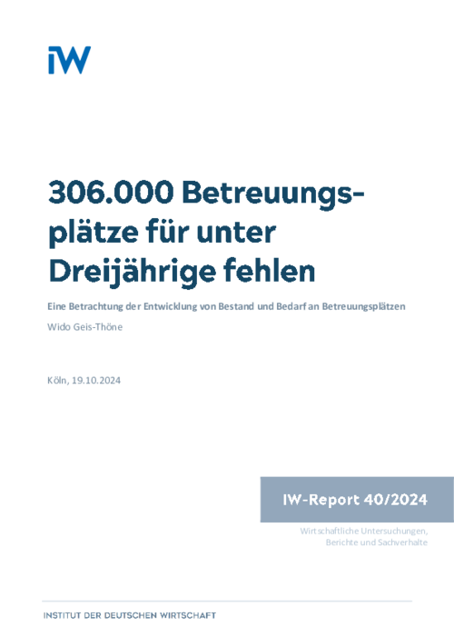 306.000 Betreuungsplätze für unter Dreijährige fehlen