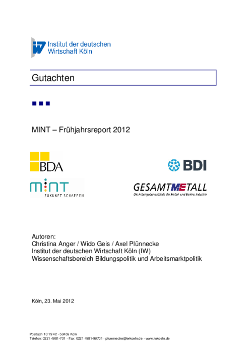MINT-Frühjahrsreport 2012