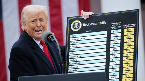 President Trump Holds "Make America Wealthy Again Event" In White House Rose Garden