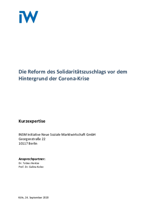 Die Reform des Solidaritätszuschlags vor dem Hintergrund der Corona-Krise