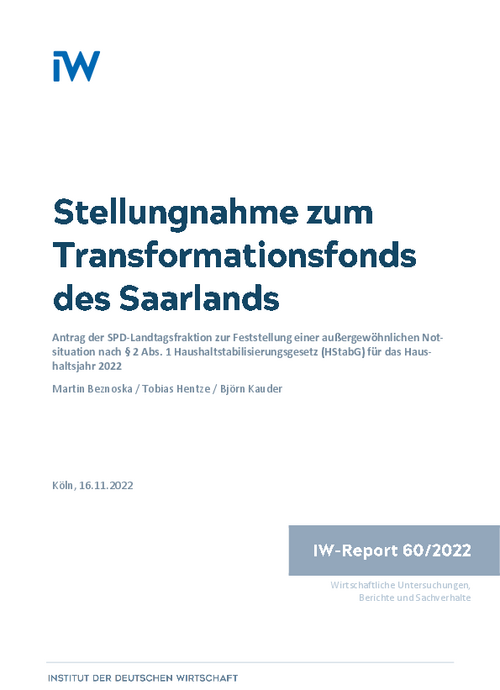 Stellungnahme zum Transformationsfonds des Saarlands