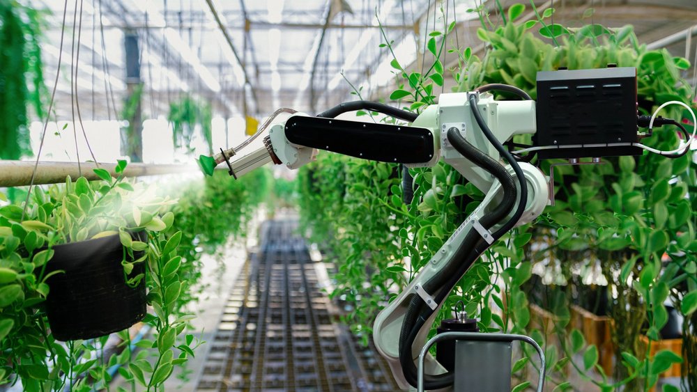 Automatische landwirtschaftliche Technologie Roboter Arm Bewässerung Pflanzen Baum