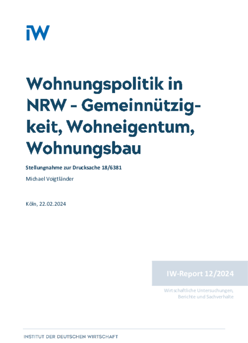 Wohnungspolitik in NRW – Gemeinnützigkeit, Wohneigentum, Wohnungsbau