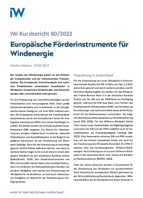 Europäische Förderinstrumente für Windenergie