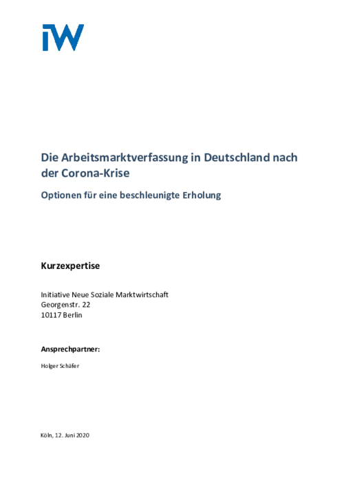 Die Arbeitsmarktverfassung in Deutschland nach der Corona-Krise