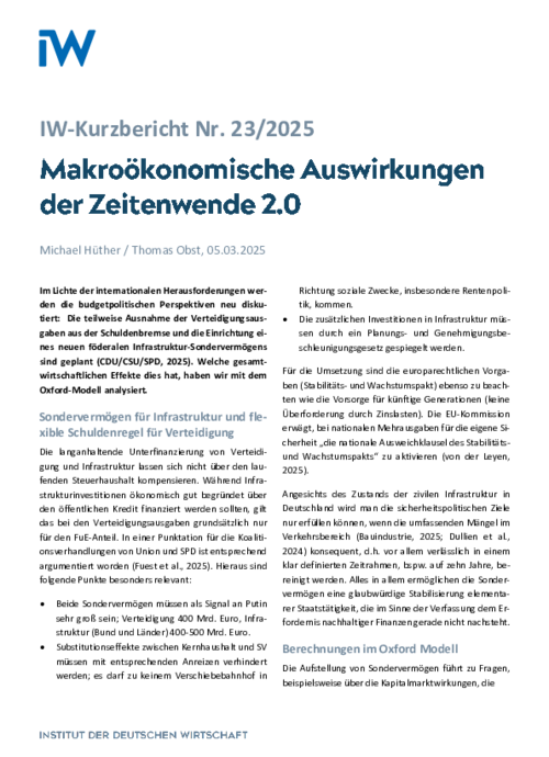 Makroökonomische Auswirkungen der Zeitenwende 2.0