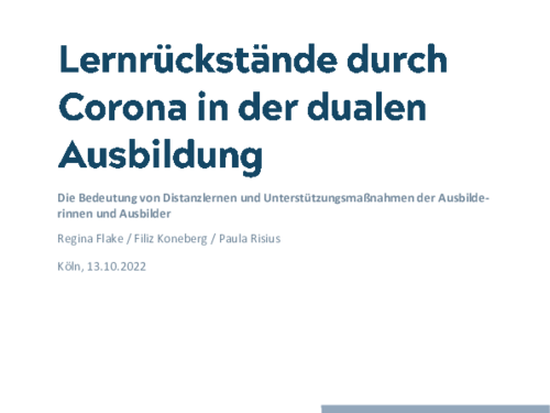 Learning deficits due to Corona in dual training